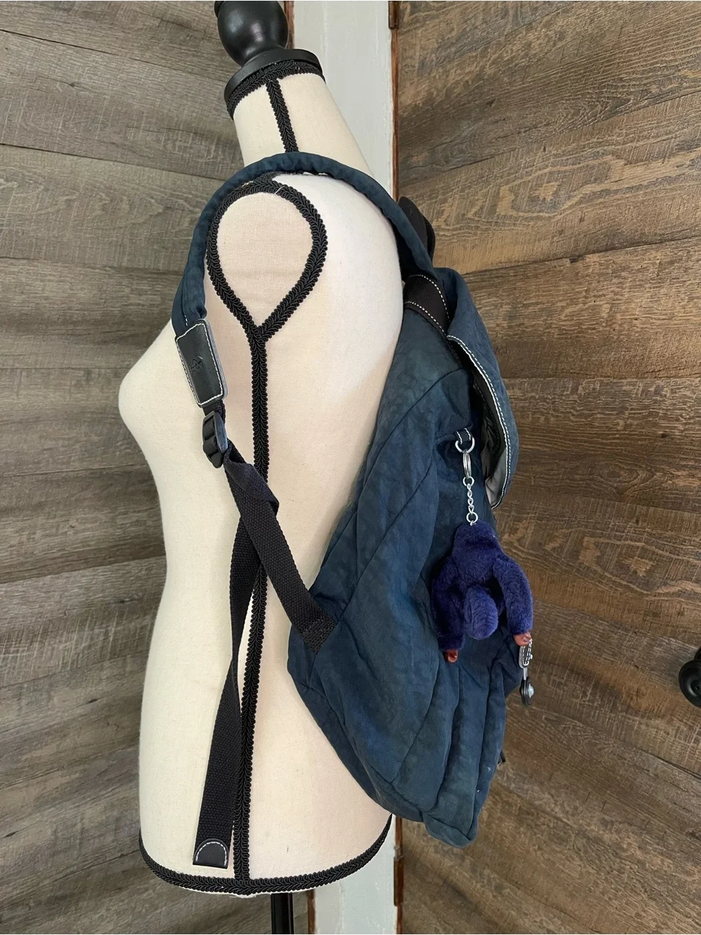 Kipling Deep Blue Everyday Backpack with Monkey Keychain